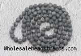 GMN917 Hand-knotted 8mm, 10mm matte black labradorite 108 beads mala necklaces