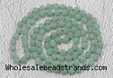 GMN922 Hand-knotted 8mm, 10mm matte green aventurine 108 beads mala necklaces