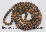 GMN933 Hand-knotted 8mm, 10mm matte yellow tiger eye 108 beads mala necklaces