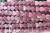 HEAR44 15 inches 6mm heart pink wooden jasper beads