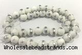 JADE449 15 inches 4mm round silvery jade gemstone beads