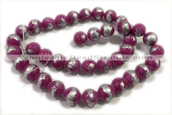 JADE461 15 inches 8mm round silvery jade gemstone beads