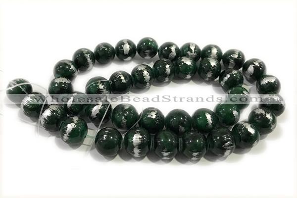 JADE522 15 inches 10mm round silvery jade gemstone beads