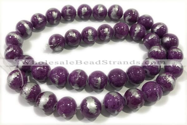 JADE530 15 inches 6mm round silvery jade gemstone beads