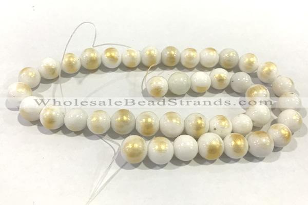 JADE564 15 inches 4mm round golden jade gemstone beads