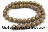 JADE574 15 inches 4mm round golden jade gemstone beads