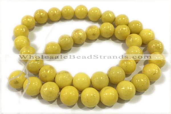 JADE602 15 inches 10mm round golden jade gemstone beads