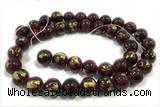 JADE611 15 inches 8mm round golden jade gemstone beads