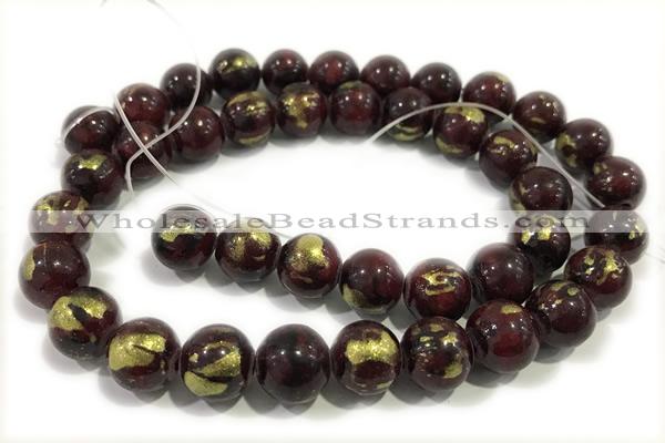 JADE611 15 inches 8mm round golden jade gemstone beads