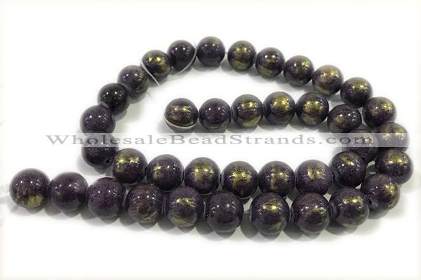 JADE614 15 inches 4mm round golden jade gemstone beads