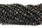 KUNZ09 15 inches 8mm round Peru dye black lepidolite beads