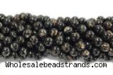 KUNZ10 15 inches 10mm round Peru dye black lepidolite beads