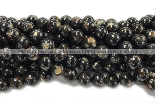 KUNZ11 15 inches 12mm round Peru dye black lepidolite beads