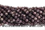 KUNZ18 15 inches 8mm~9mm round natural Brazilian lepidolite beads