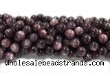 KUNZ19 15 inches 10mm~11mm round natural Brazilian lepidolite beads