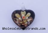 LP02 16*32*40mm heart inner flower lampwork glass pendants