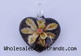 LP07 15*32*41mm heart inner flower lampwork glass pendants