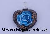 LP14 15*38*48mm heart inner flower lampwork glass pendants