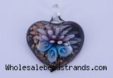 LP21 14*36*42mm heart inner flower lampwork glass pendants