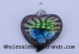 LP22 15*36*44mm heart inner flower lampwork glass pendants