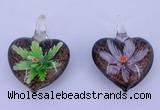 LP29 16*32*42mm heart inner flower lampwork glass pendants