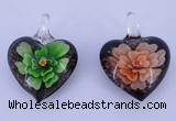 LP30 16*31*41mm heart inner flower lampwork glass pendants