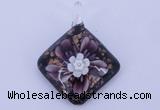 LP58 12*38*48mm diamond inner flower lampwork glass pendants