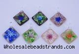 LP70 12*38*48mm diamond inner flower lampwork glass pendants