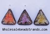 LP72 11*33*47mm triangle inner flower lampwork glass pendants