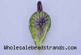 LP89 11*26*65mm leaf inner flower lampwork glass pendants