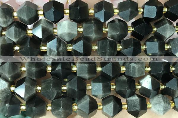 MIXE100 15 inches 10mm faceted golden obsidian gemstone beads