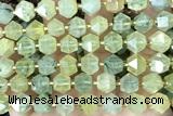 MIXE114 15 inches 10mm faceted green rutilated quartz beads