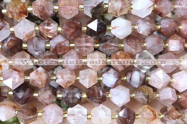 MIXE116 15 inches 10mm faceted pink quartz gemstone beads