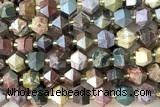 MIXE118 15 inches 10mm faceted picasso jasper gemstone beads