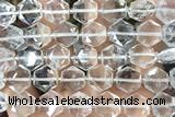 MIXE140 15 inches 12mm faceted hexagon white crystal beads