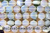 MIXE141 15 inches 12mm faceted hexagon white opal beads