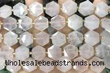 MIXE142 15 inches 12mm faceted hexagon rose quartz beads