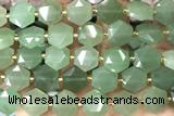 MIXE143 15 inches 12mm faceted hexagon green aventurine jade beads