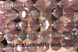 MIXE146 15 inches 12mm faceted hexagon strawberry quartz beads