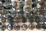 MIXE147 15 inches 12mm faceted hexagon smoky quartz beads