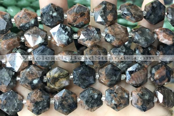 MIXE148 15 inches 12mm faceted hexagon jasper beads