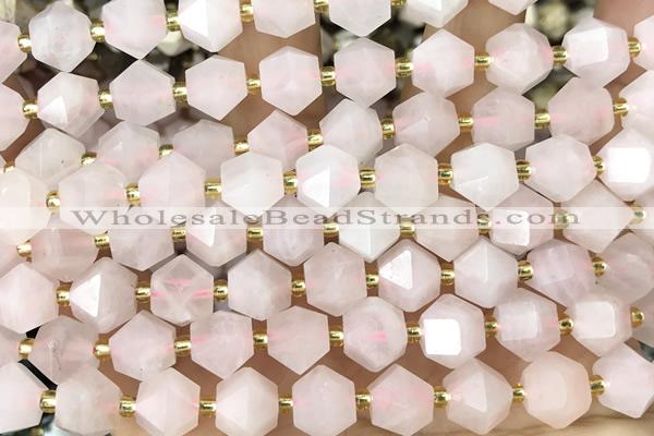 MIXE70 15 inches 10mm faceted rose quartz gemstone beads