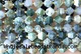 MIXE71 15 inches 10mm faceted moss agate gemstone beads