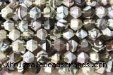 MIXE72 15 inches 10mm faceted Australian zebra jasper beads