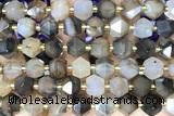 MIXE86 15 inches 10mm faceted banded agate gemstone beads