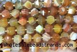 MIXE87 15 inches 10mm faceted banded agate gemstone beads