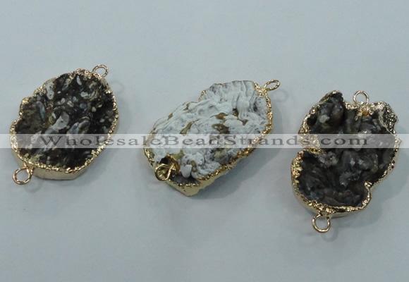 NGC106 25*35mm - 30*40mm freeform druzy agate connectors wholesale