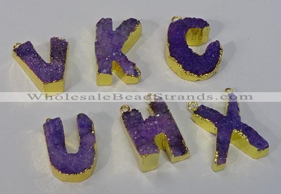 NGC1067 20*25mm - 25*30mm letter druzy agate connectors wholesale