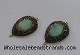 NGC1131 25*35mm teardrop Australia chrysoprase connectors wholesale