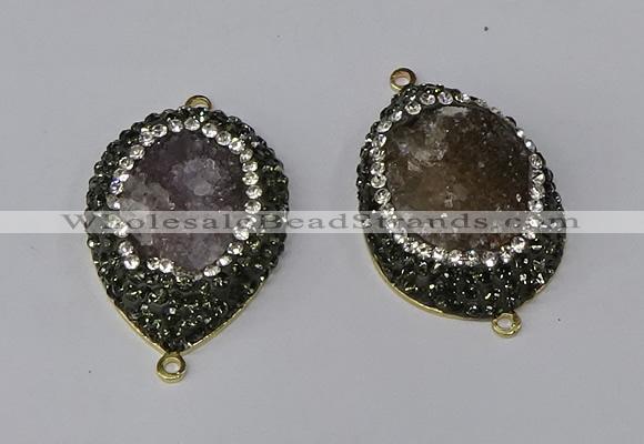 NGC1145 25*35mm teardrop druzy agate connectors wholesale